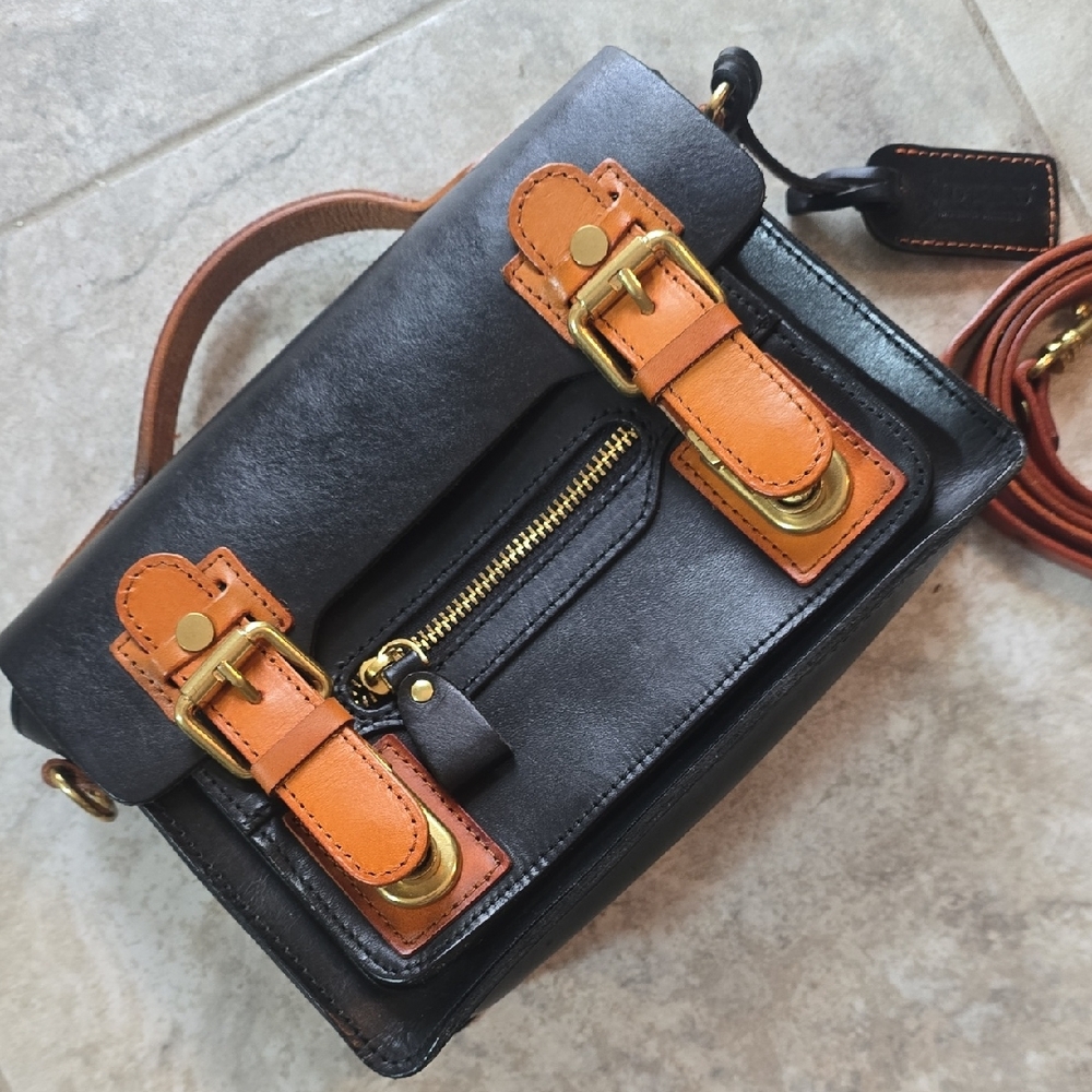 Black Leather Rustic Purse
